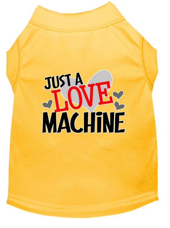 Love Machine Screen Print Dog Shirt Yellow XS